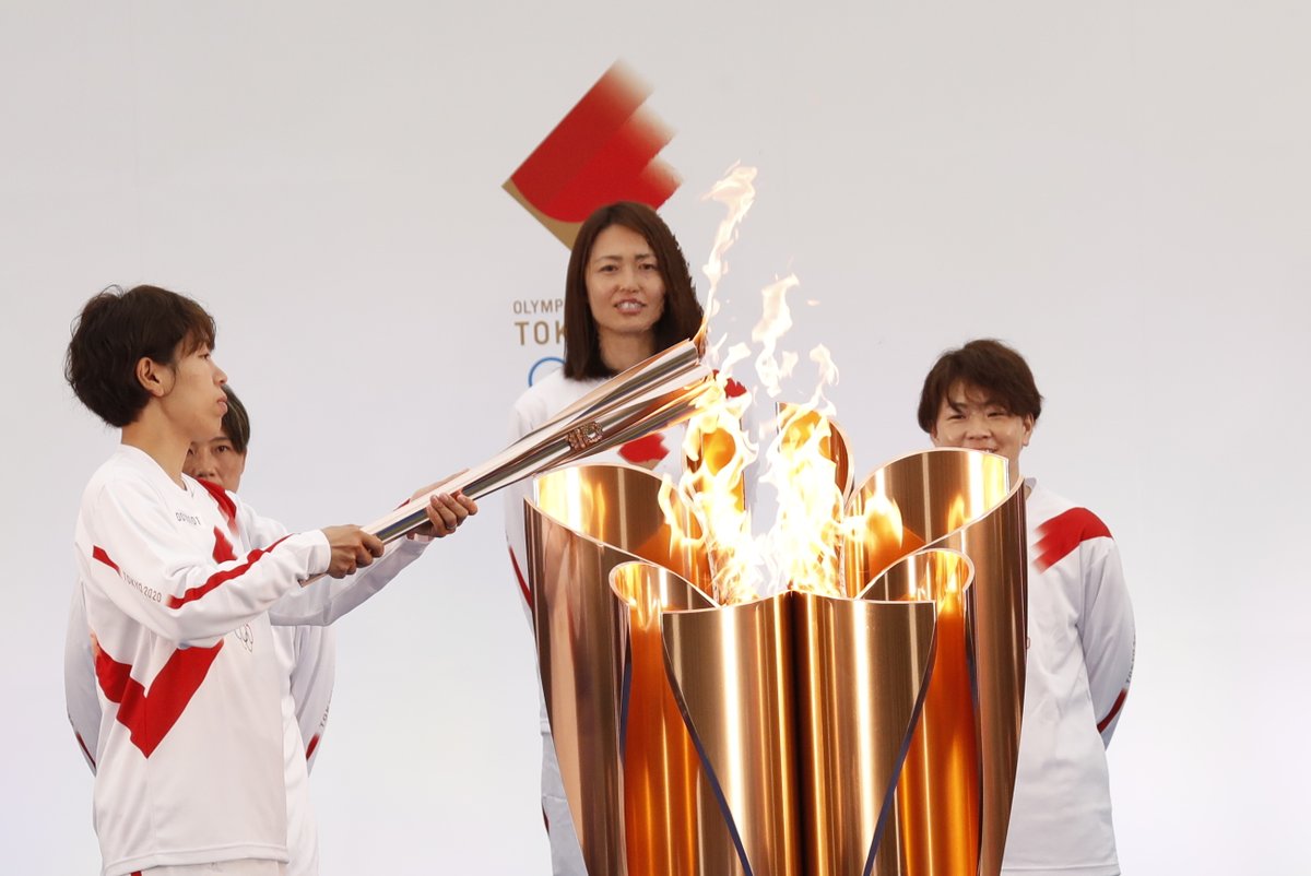 TeamGB's tweet photo. The start of the 121-day journey across Japan to the Olympic Games 🔥

The #OlympicTorchRelay is underway! https://t.co/DfNO8xyVgc