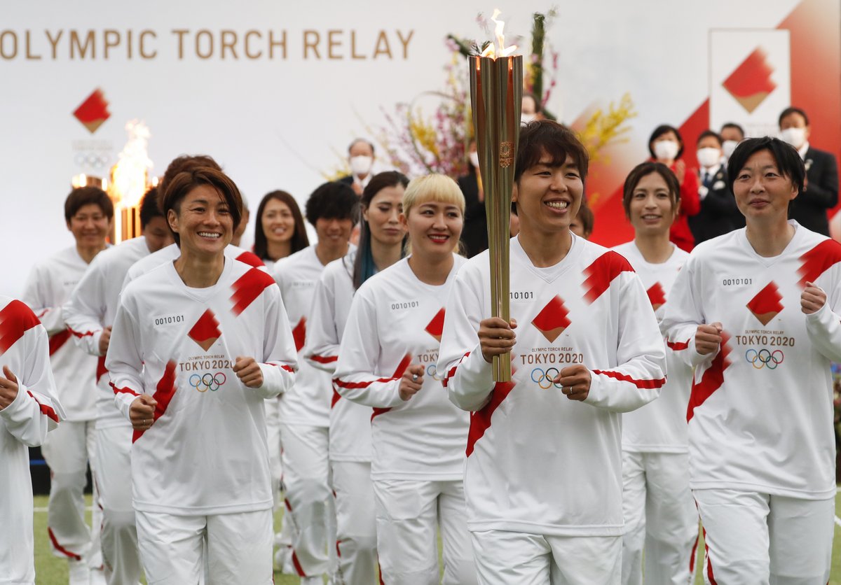 TeamGB's tweet photo. The start of the 121-day journey across Japan to the Olympic Games 🔥

The #OlympicTorchRelay is underway! https://t.co/DfNO8xyVgc