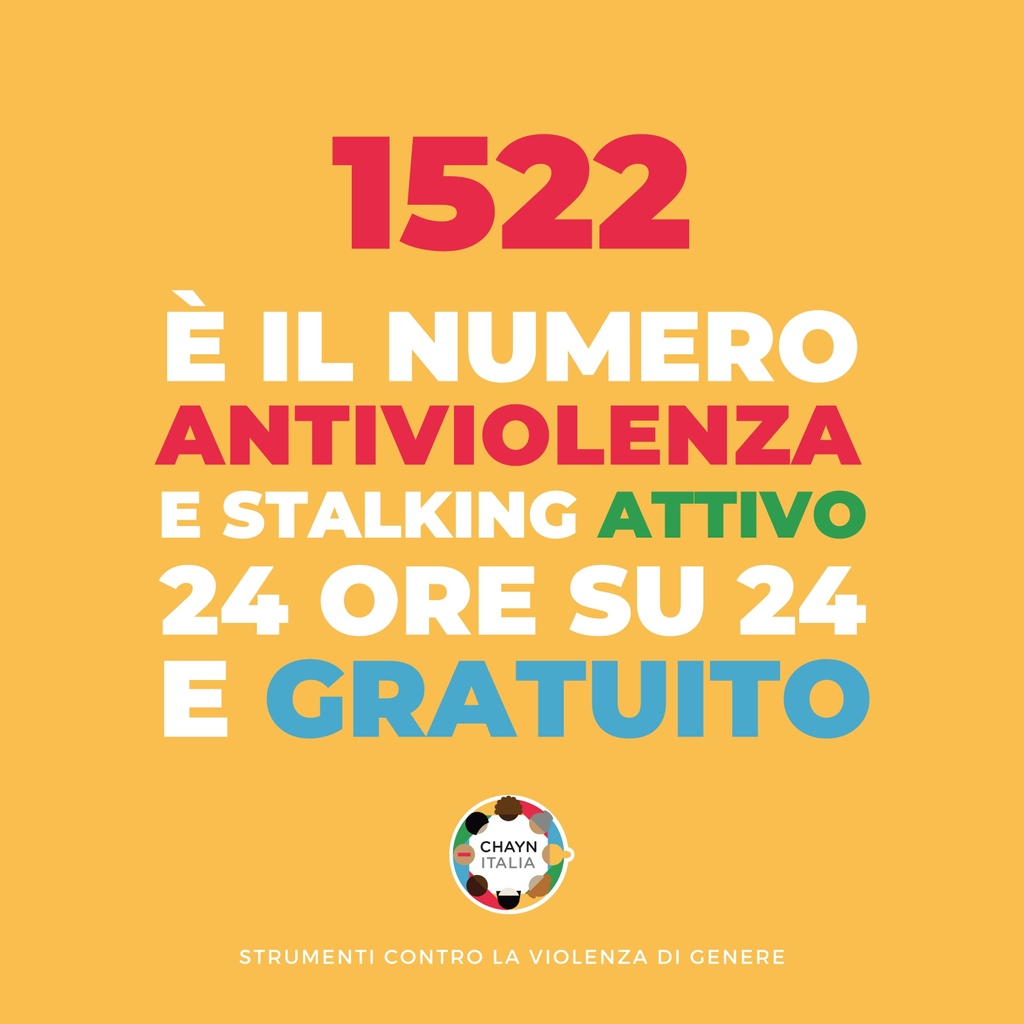 Chayn_Italia's tweet photo. Se stai vivendo una relazione violenta puoi chiamare il 1522. Ti risponderà un'operatrice formata e preparata per ascoltarti e accoglierti, senza giudicare la tua storia.
Non sei sola.

#violenzadomestica #violenzapsicologica  #violenzadigenere #noallaviolenzasulledonne https://t.co/c8FsrnTDhQ