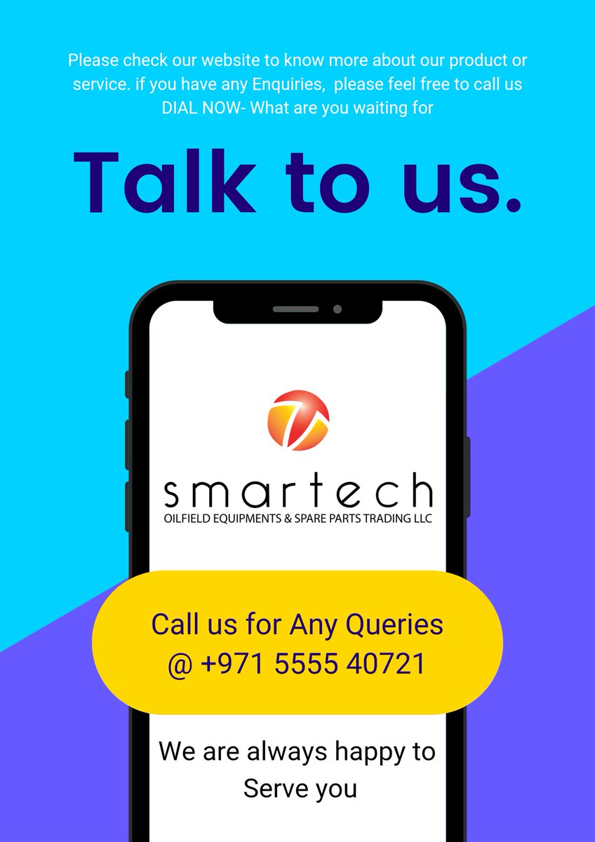 SmartechD's tweet photo. Smartech Dubai: A Leading oil and gas equipment Supplier in Middle East

For Enquiries, Please Contact 

Smartech Dubai 

e-Mail: sales@smartechdubai.com 
Mob:+971 5555 40721
Website: https://t.co/ziFOiPXNZm 

#oilfieldlife #oilfields #valves #instrumentation #pipesandtubes # https://t.co/M7XgvhsfTT