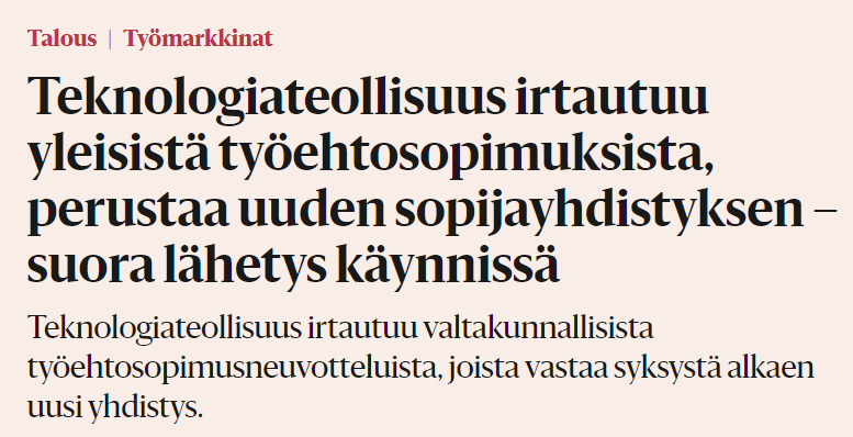 Elämme mielenkiintoisia aikoja.

Tarve paikallisen sopimisen lisäämiseksi on ilmeinen.

Nyt: paikallinen sopiminen edistyy teknon osalta. 👍

👇👇👇

#paikallinensopiminen