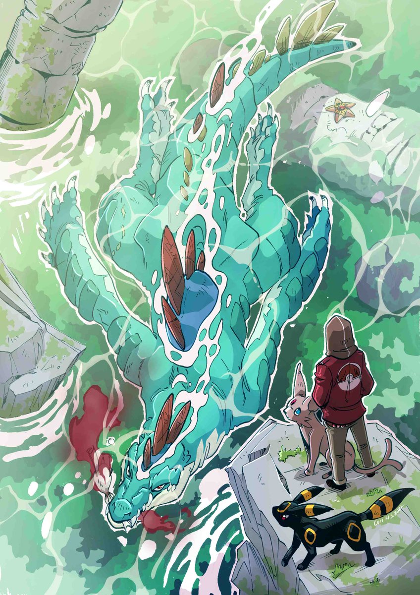 LuisMontesArt's tweet photo. Pocket Monster Hunter 💧🌿 #feraligatr
@Pokemon @Pokemon_ES_ESP
/ What he has in his mouth is a Goldeen 😄😄 / https://t.co/w8X0DsGT94