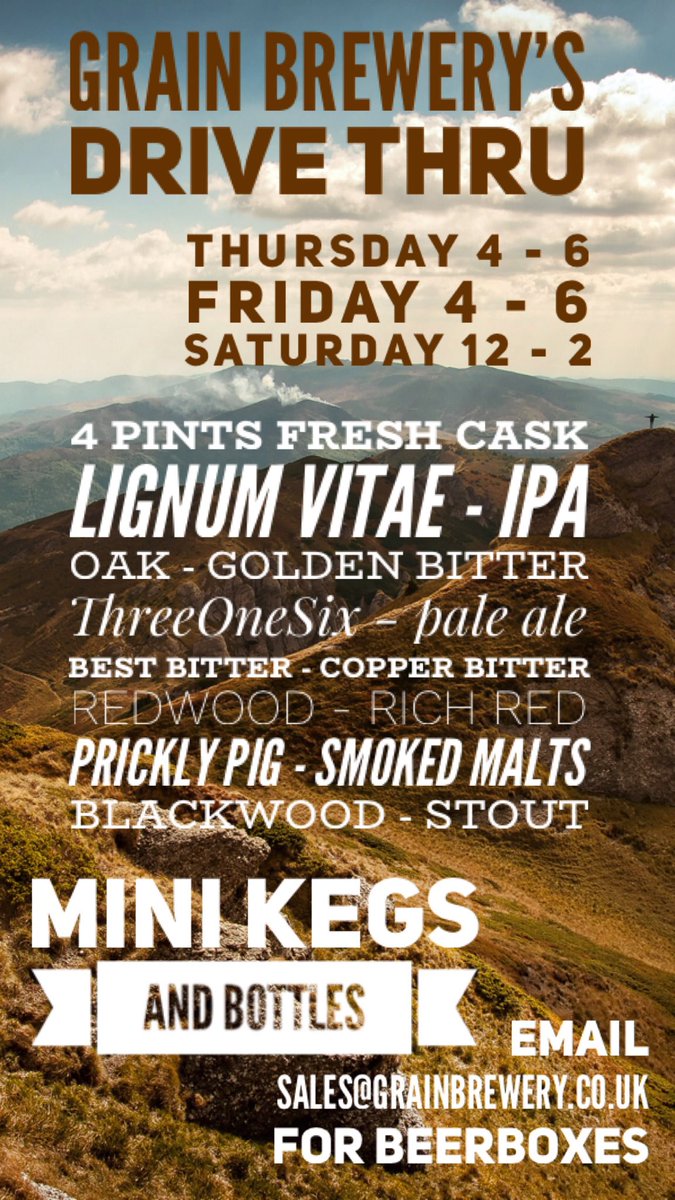grainbrewery's tweet photo. Lignum and Oak back on in fresh cask for take away at the Drive Thru https://t.co/1S34ct2LGt