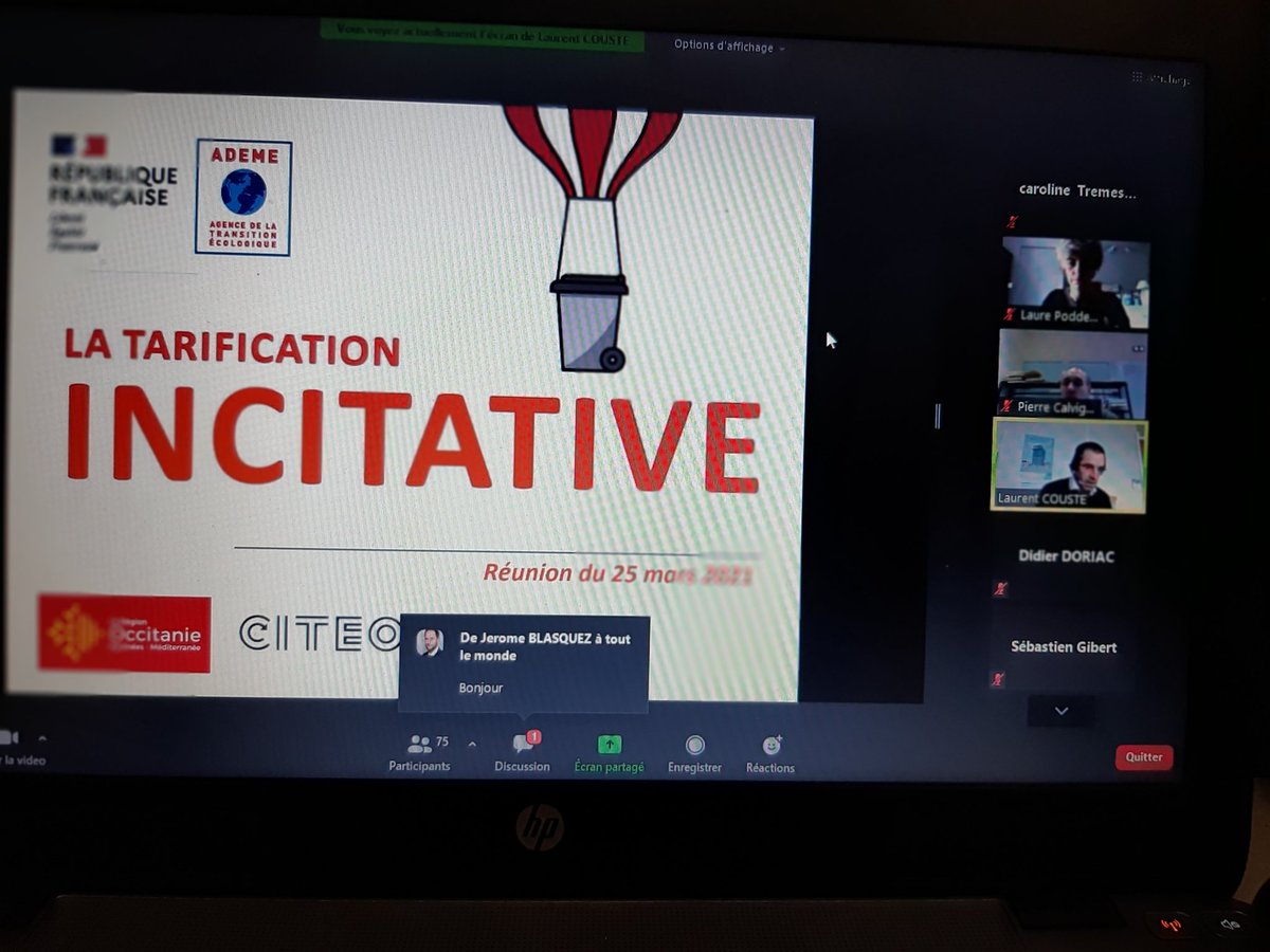 PoddevinL's tweet photo. Ce matin, plus de 140 participants au webinar de sensibilisation à la #tarification incitative autour de l' @ademe, la Region @Occitanie et @citeofrance 👍👍. Une belle dynamique  au profit de la réduction des OMR et des performances de #tri des emballages et papiers! https://t.co/ZBwxGB8iYa