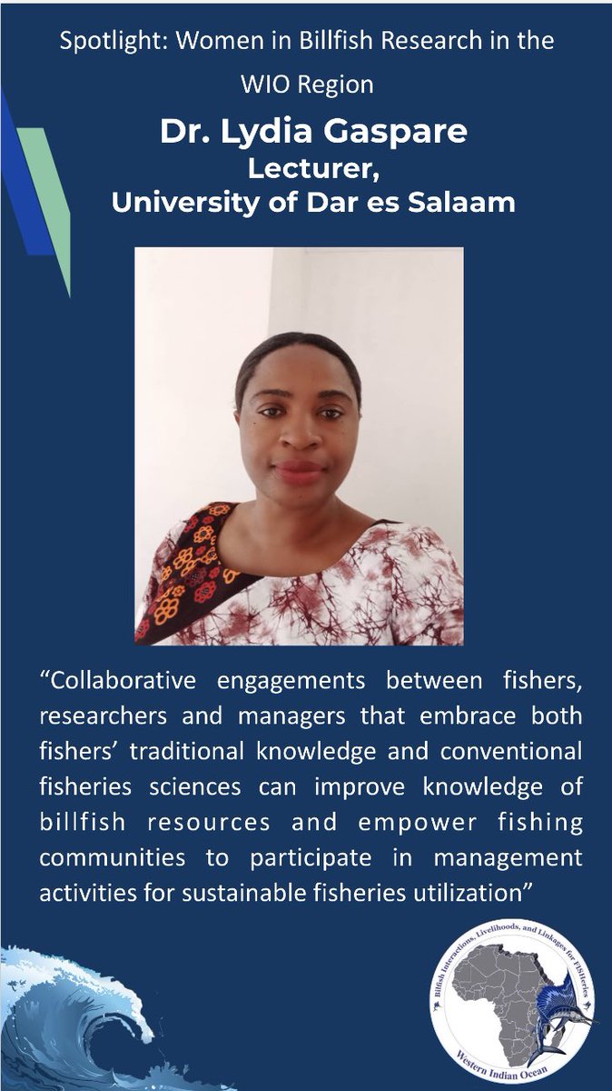 On spotlight is Dr. Lydia Gaspare, Lecturer, University of Dar es Salaam. Lydia is our Country Lead for Tanzania, playing a significant role in delivery of our objectives. Please join us in celebrating Lydia &amp; all female scientists who make this a success! <a href="/WiMSnetwork/">Women in Marine Science (WiMS)</a> <a href="/wiomsa/">WIOMSA</a>