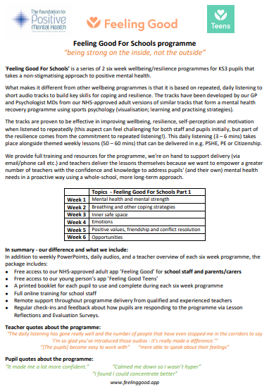sortedschools's tweet photo. *Approx 10 FREE spaces left on our 6wk wellbeing/resilience programme to deliver this Summer Term* 

Email rebecca@fpmh.org.uk 
Visit https://t.co/bJXMmlEqry
Read our pilot programme Evaluation Report https://t.co/PYDrAHwhXR
Watch our video https://t.co/eVImRczfF3

PLEASE RETWEET https://t.co/bmOSkcMAF8