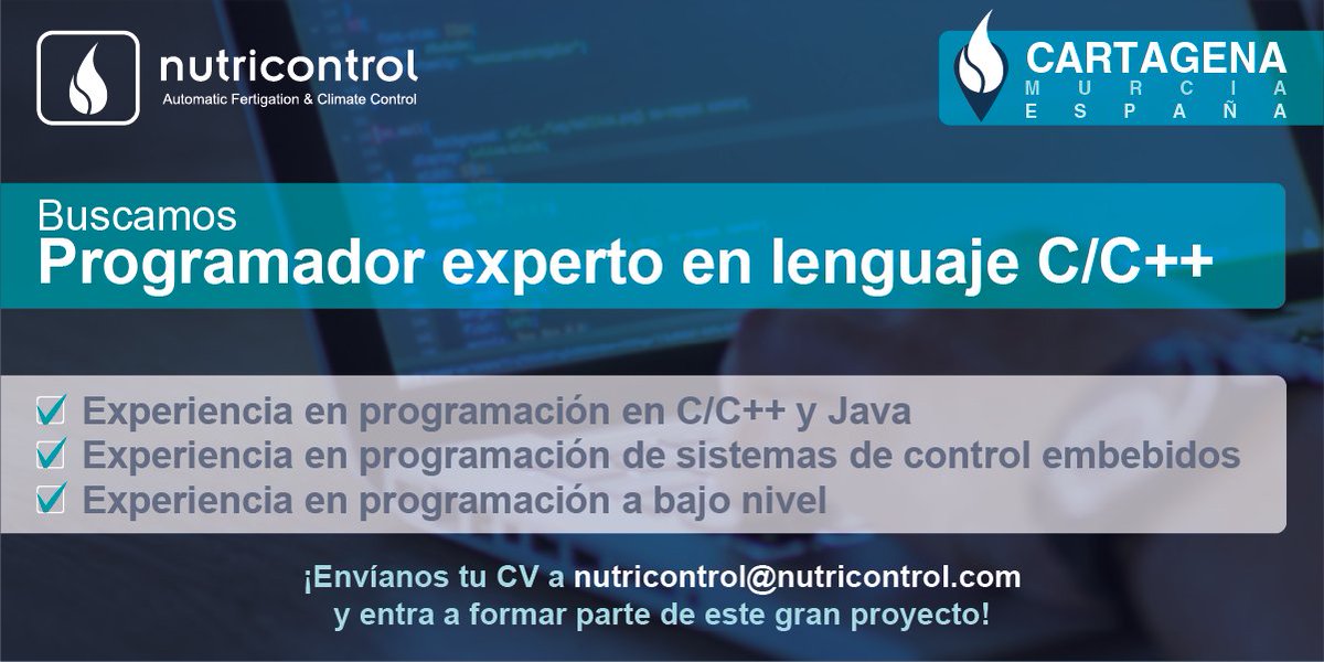 Nutricontrol_es's tweet photo. 🎯¡Seguimos en búsqueda de un Programador experto en sistemas embebidos en lenguaje C/C++
🚀Si estás interesado/a o conoces a alguien que pueda estarlo ¡Envíanos tu CV a nutricontrol@nutricontrol.com y empieza a formar parte de nuestro equipo!😉
#ofertaempleo #nutricontrol https://t.co/NRTU6QcuYn