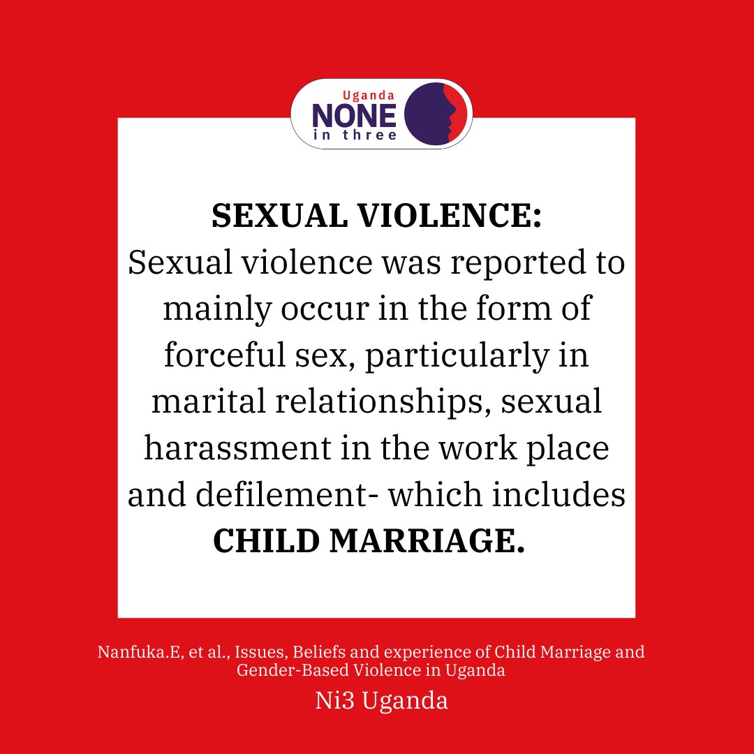 NoneinThree's tweet photo. #Ni3Research: Our research on child marriage in the Ugandan context shows that there are certain common manifestations of sexual abuse. #Ni3Uganda #Ni3Centre
none in three uganda https://t.co/cDsazIAbYF