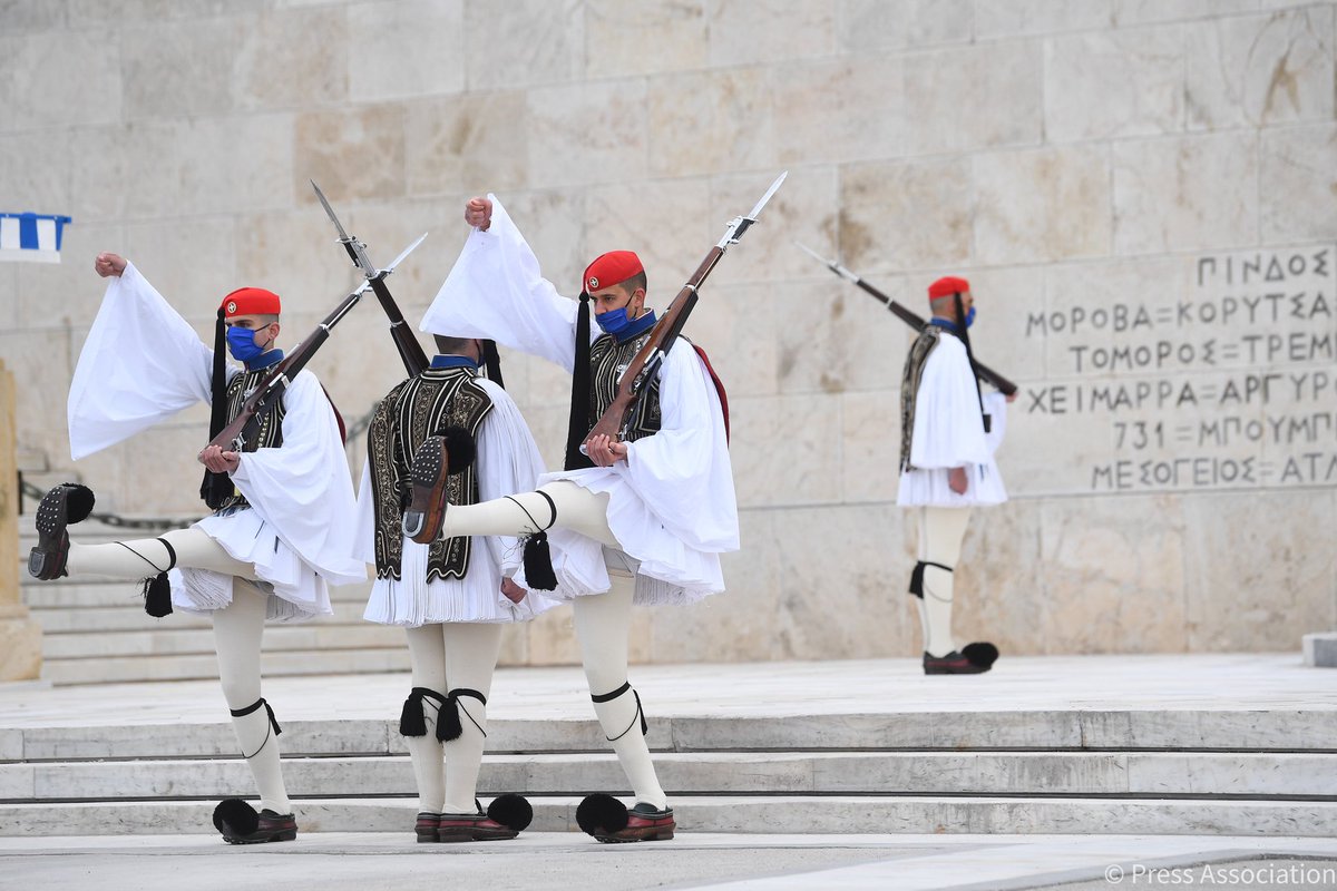 ClarenceHouse's tweet photo. In Athens, Their Royal Highnesses join representatives from Greece, Cyprus, France and Russia at the Monument of the Unknown Soldier for a wreath laying ceremony.

HRH lays a wreath at the memorial, which is dedicated to Greek soldiers who died during conflict.

#RoyalVisitGreece https://t.co/oEWjrGKXqj