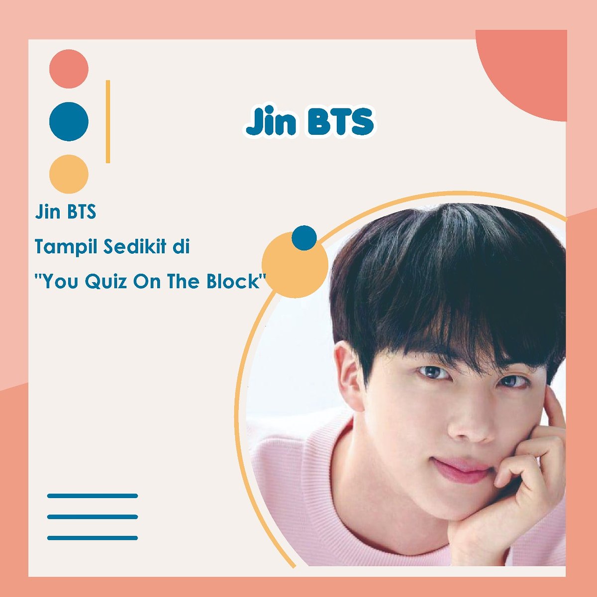 PortalDaebak's tweet photo. BTS ‘s Jin secara pribadi menjelaskan mengapa bagian dari‘You Quiz di Blok’wawancara yang diedit
.
Read more (https://t.co/U6W9k4kuNc)
.
#jinbts #bts #army #youquizontheblock #rm #jhope #jin #suga #jimin #v #jungkook #kpop #Portaldaebak #lfl #lff #likeforlike #likeforfollow #fyp https://t.co/fdEvkmZWPb