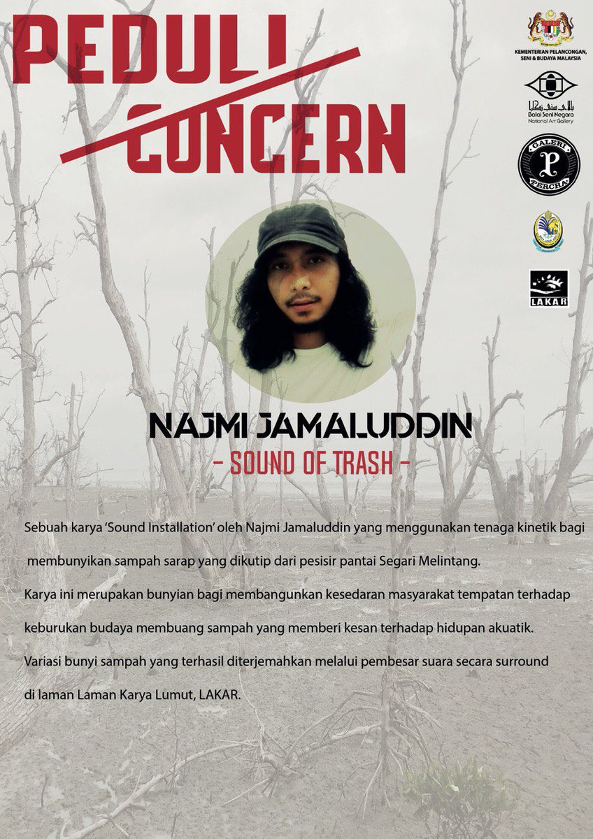 galeripercha's tweet photo. Follow bebenang ini untuk info pengkarya yang terlibat dalam program Peduli / Concern, 27-28 Mac ini!

Sound of Trash oleh Najmi Jamaluddin

Mari sama-sama mengambil peduli tentang kebersihan pantai &amp; berkarya bersama kami di Laman Karya (LAKAR), Lumut, Perak hujung minggu ini! https://t.co/bJYePjdHI0