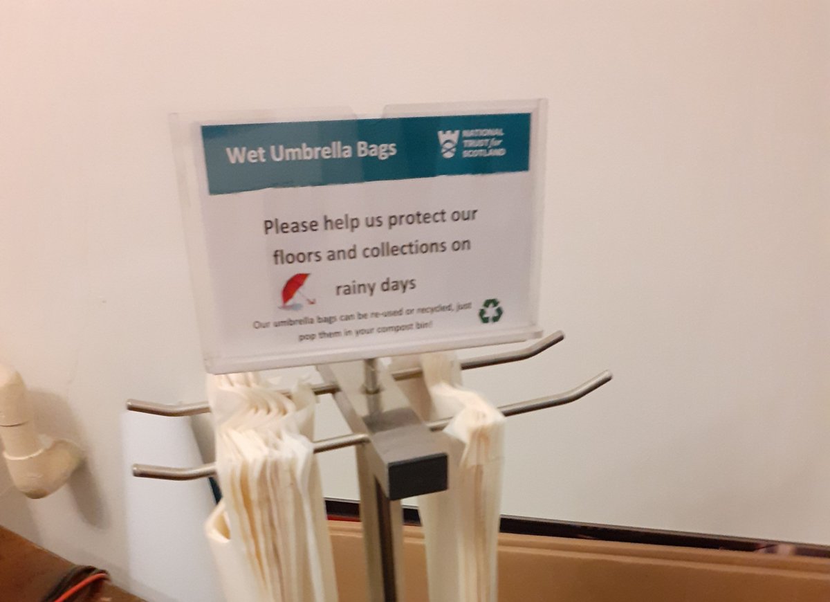 LesleyScott_NB's tweet photo. Conservation best practice for internal and natural environment being advocated @Falkland_Palace with wet umbrella biodegradable bags @N_T_S  #preventativeconservation #museumenvironment #preparingtoopen #greenoptions https://t.co/y8xdDYRI9d