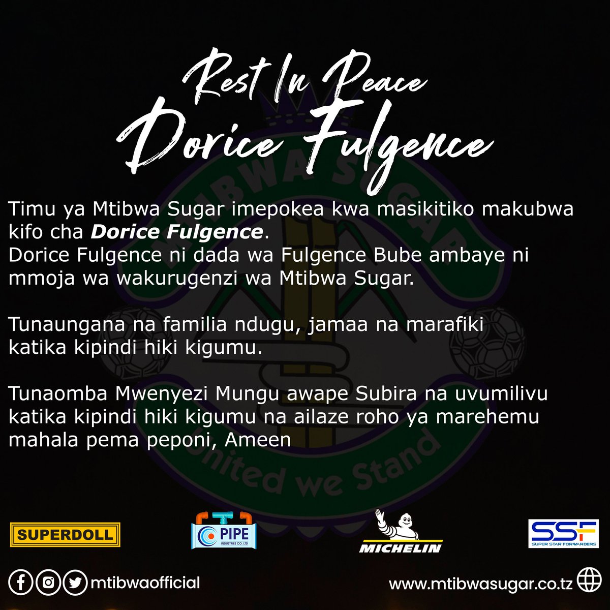 iamdjmtes's tweet photo. Pumzika kwa amani Dorice Fulgence. 

#UnitedWeStand https://t.co/hyHX9I7VHa