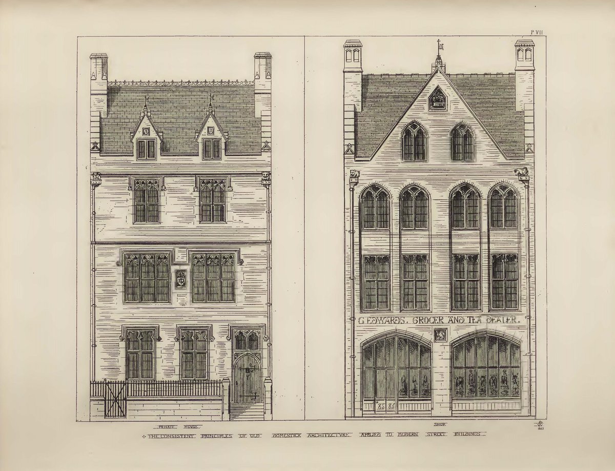 #DomesticBuildings. #Plate VII. #AnApologyfortheRevivalOfChristianArchitectureinEngland. #awnpugin. 1843.

#pugin #augustuspugin #gothicrevival #architecturebook #architecturelovers #houses #engraved #art #woodenhouses #constructions #medievalbuildings #revivalarchitecture #shop