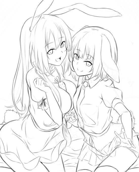 うどんげ &amp;てゐ ラフ 2 
reisen &amp; Tewi  draft 2 