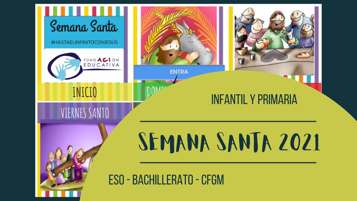 También este año os acompañamos durante la Semana Santa. Os ofrecemos un material para rezar con los más pequeños en feducaci.wixsite.com/semanasanta2021
y material para los alumnos de ESO, Bachillerato y CFGM en gruposaci.wixsite.com/semanasanta2021
.
#SomosDeEsclavas #Pascua2021