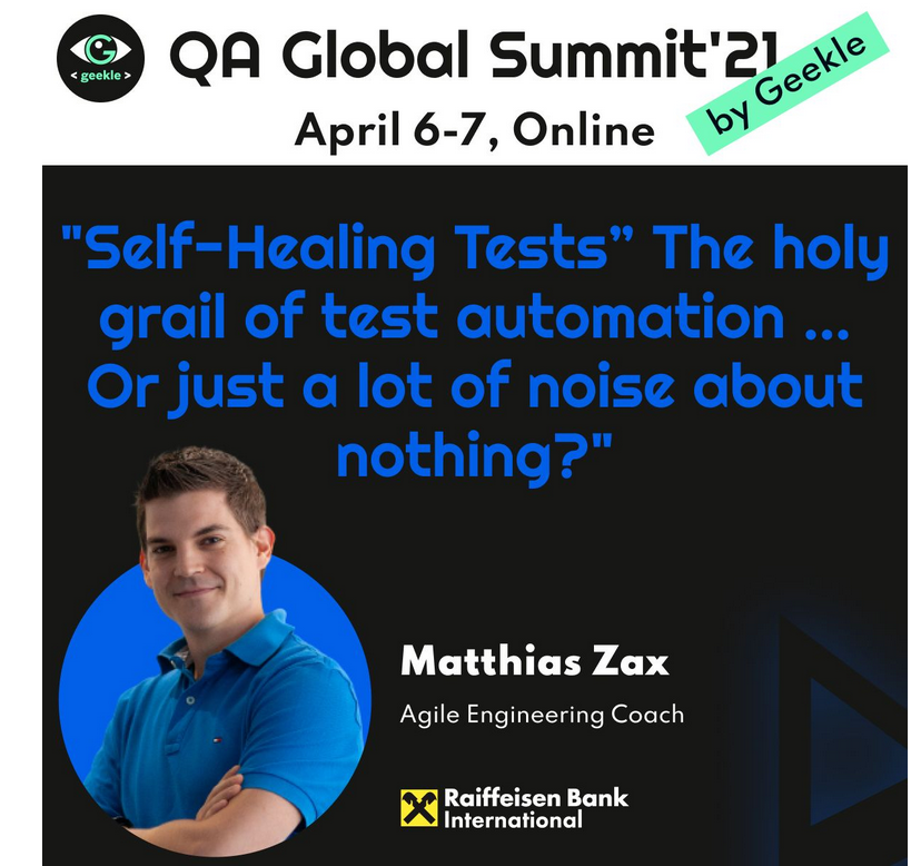 Awesome! Finished my dry-run for the Geekle QA Global Summit'21 about “Self-Healing Tests“ The holy grail of test automation ... Or just a lot of noise about nothing?
It was set a record, in case I cannot present it on the event - which is important, especial in these times.