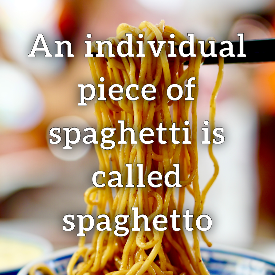 BitesSci's tweet photo. Did you know... An individual piece of spaghetti is called spaghetto. Is your mind blown or what? #changedforever #really #what #yourlying #lookitup #fact  #factoftheday #factsmatter #poorspaghetti #spaghetto #spaghetti #whyme  #knowledgeispower #knowledge #science #chefit https://t.co/E0n0cOiUaP