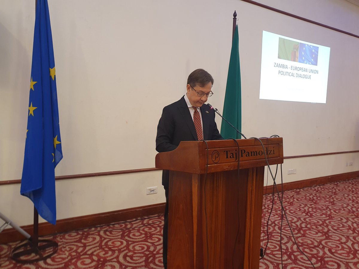 Today’s🇿🇲-🇪🇺Political Dialogue strongly focused on the electoral process whose credibility is key for🇿🇲's future. Items on the agenda included COVID-19 pandemic responses &amp; 🇪🇺🇿🇲2021 – 2027 partnership. We also compared notes on the regional situation in Southern Africa.🇪🇺+🇿🇲=🤝