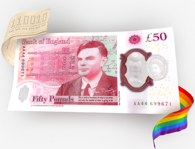 The £50 note featuring Alan Turing enters circulation on June 23! It includes images of a matrix table and mathematical formula, ACE Pilot Machine, binary code, Bombe technical drawings &amp; technical drawings from the ACE Progress Report. #codebreaking #WW2 #STEM #teachertwitter