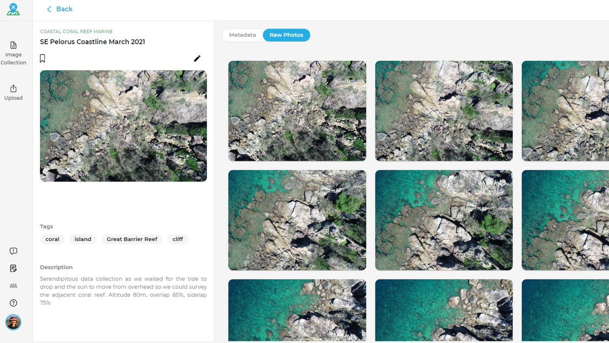 DrKJoyce's tweet photo. Check out our daily #dronemapping flights in the Palm Island Group of reefs of the #GreatBarrierReef as we search for live coral! Launch #GeoNadir to see all these and more! #geospatial #earthobservation #dronesforgood #FAIRdata #dronephotography #SheMaps

https://t.co/DhJG079MVf https://t.co/m2OB4v0gym
