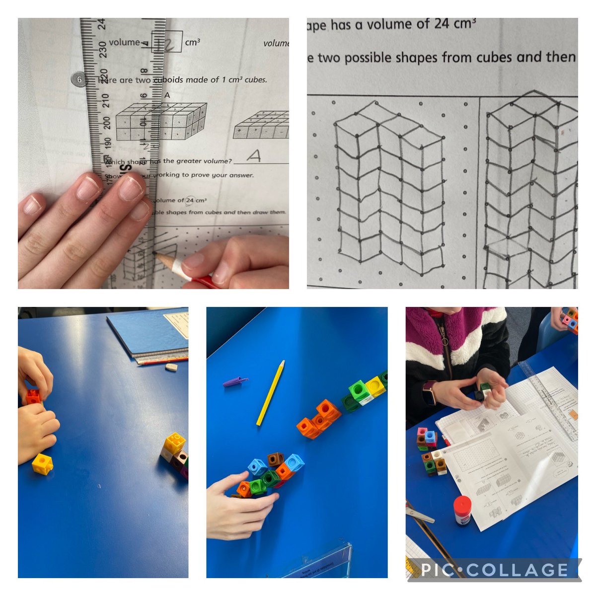 StTomMore's tweet photo. Year 6 have been using cubes to understand what volume is and how different shapes can have the same volume. #maths #practical #shapeandmeasure https://t.co/0dWuIBD6mg