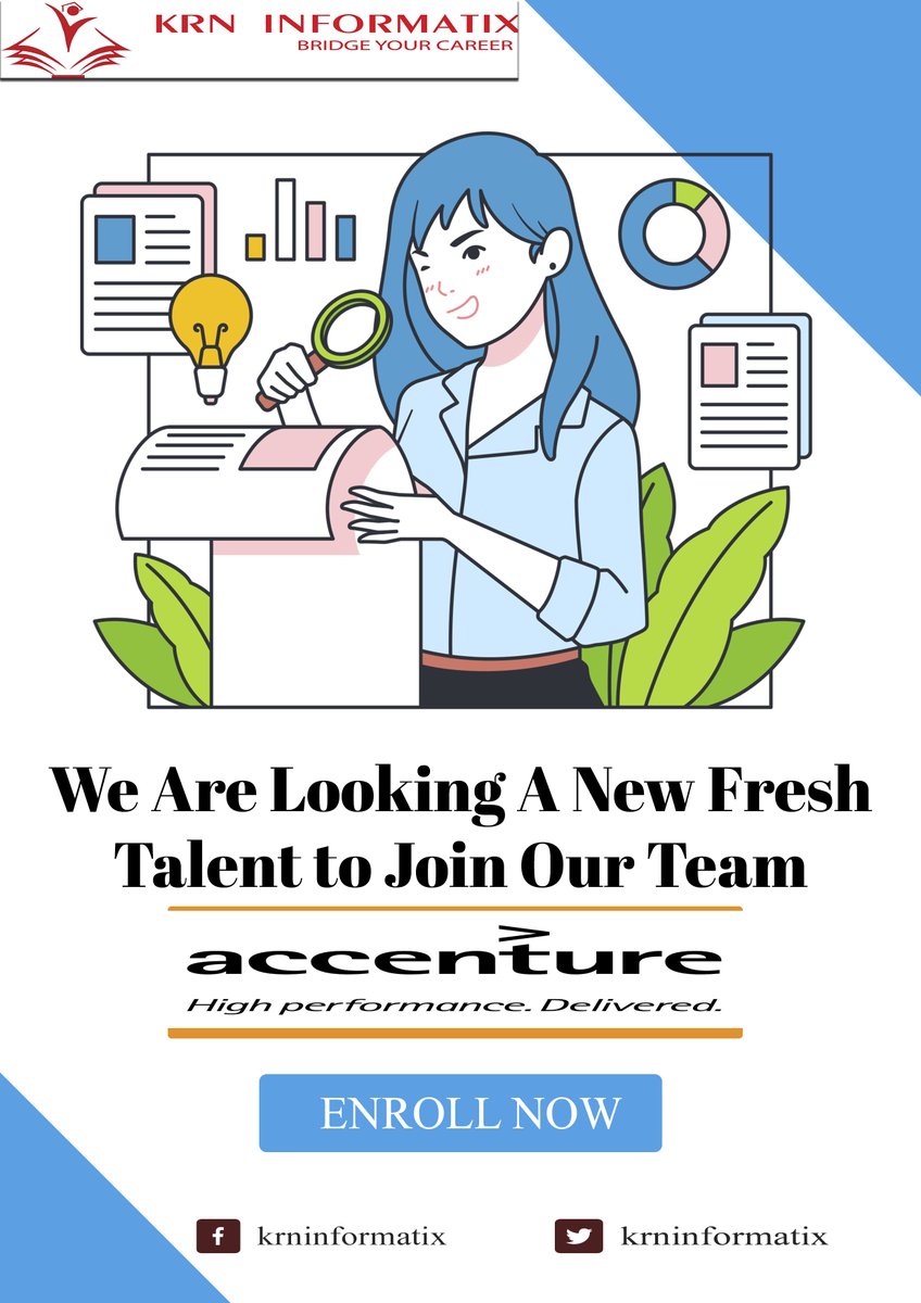 krninformatix's tweet photo. Hi all
Currently Accenture has opening for freshers(Female). Below is the link provided, click and apply
https://t.co/c7yfgdlNfb https://t.co/NX9lf3RmY7
