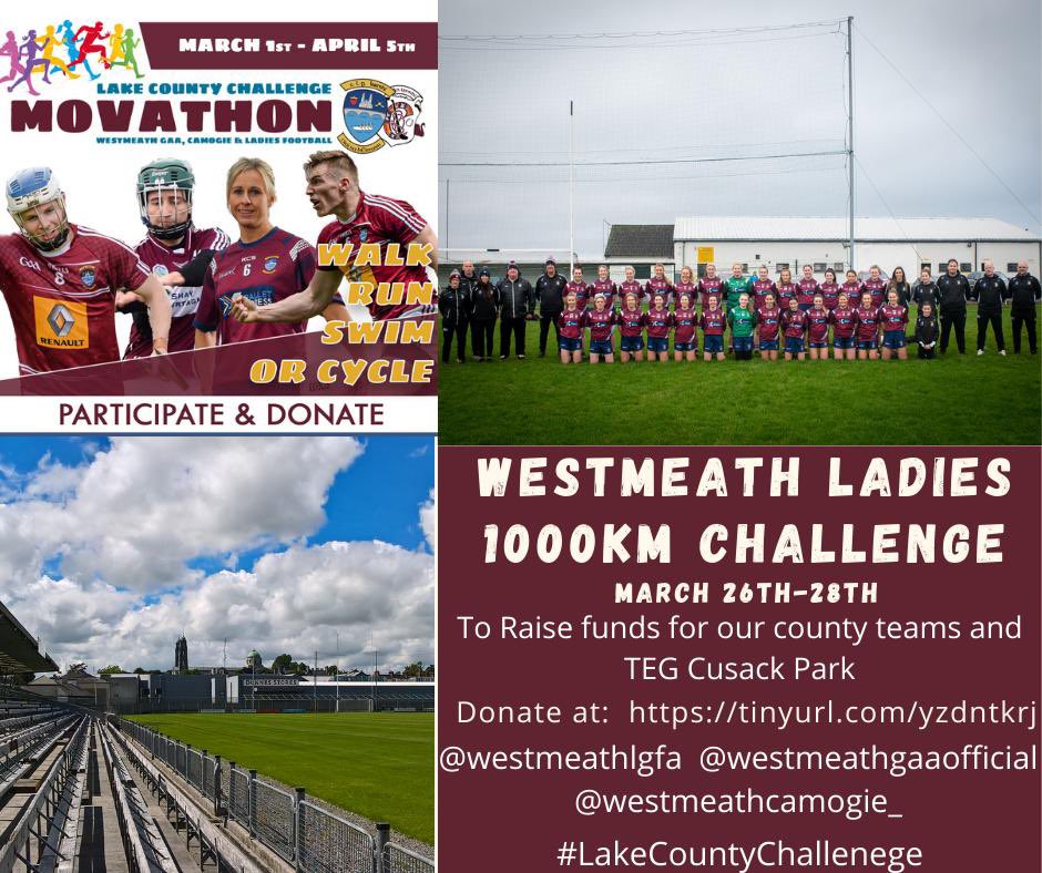 WestmeathLadies's tweet photo. Westmeath ladies taking on a 1000KM challenge this weekend as part of the #lakecountychallenge please help us out by donating to https://t.co/wUKzHezv6z 🏃🏼‍♀️🚴🏻‍♀️🏊🏻‍♂️🇶🇦🙌🏻 @westmeath_gaa @WestmeathCamogi https://t.co/NZ4gzCRbeJ