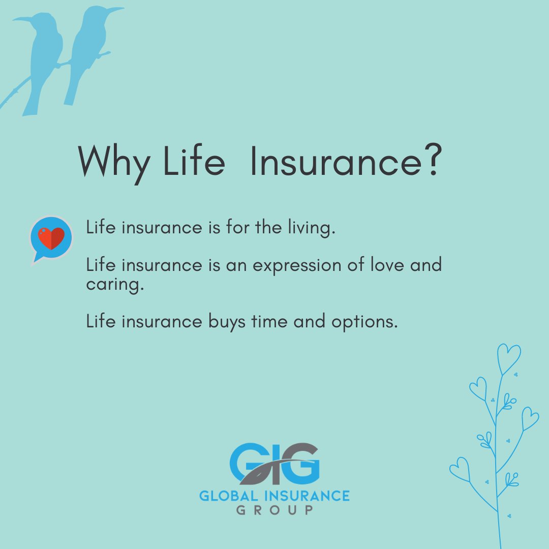 global_insuranc's tweet photo. Why Life Insurance?
Life insurance is for the living.
Life insurance is an expression of love and caring.
Life insurance buys time and options. https://t.co/kvE4HC61CA