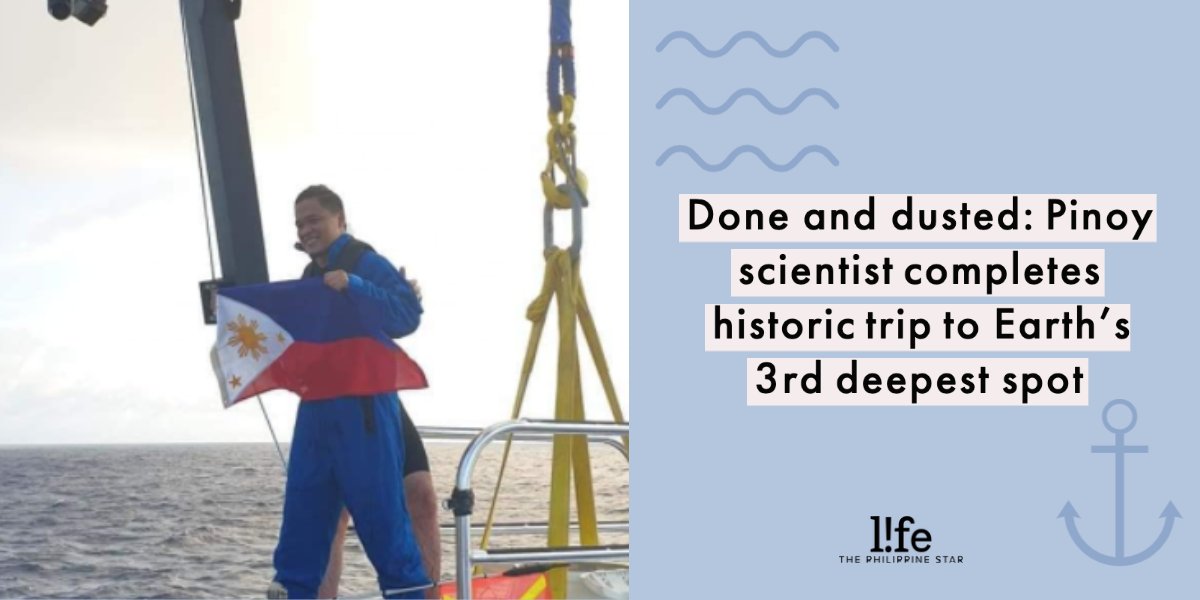 philstarlife's tweet photo. Dr. Onda successfully returned after he descended into the Emden Deep, the third deepest spot on Earth. ๐โ๏ธ Read more about him here: https://t.co/hwJJXCH7eV
#EmdenDeep https://t.co/IwVi4OvzDW