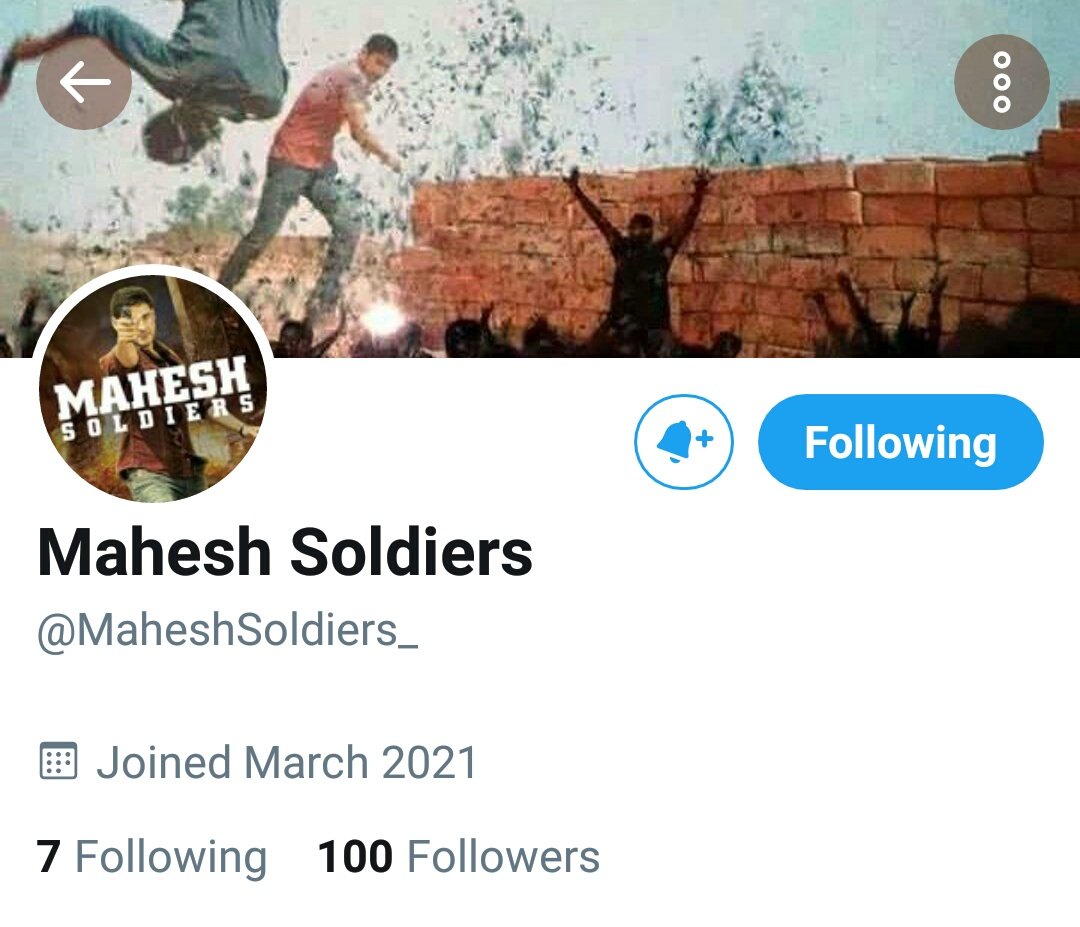 Congrats @MaheshSoldiers_ Anna for reaching 💯 MAHESH soldiers less than in 2 hours 👏👏

✊ Jai Superstar MAHESH Anna ✊
Superstar @urstrulyMahesh 
#SarkaruVaariPaata #SuperstarMahesh