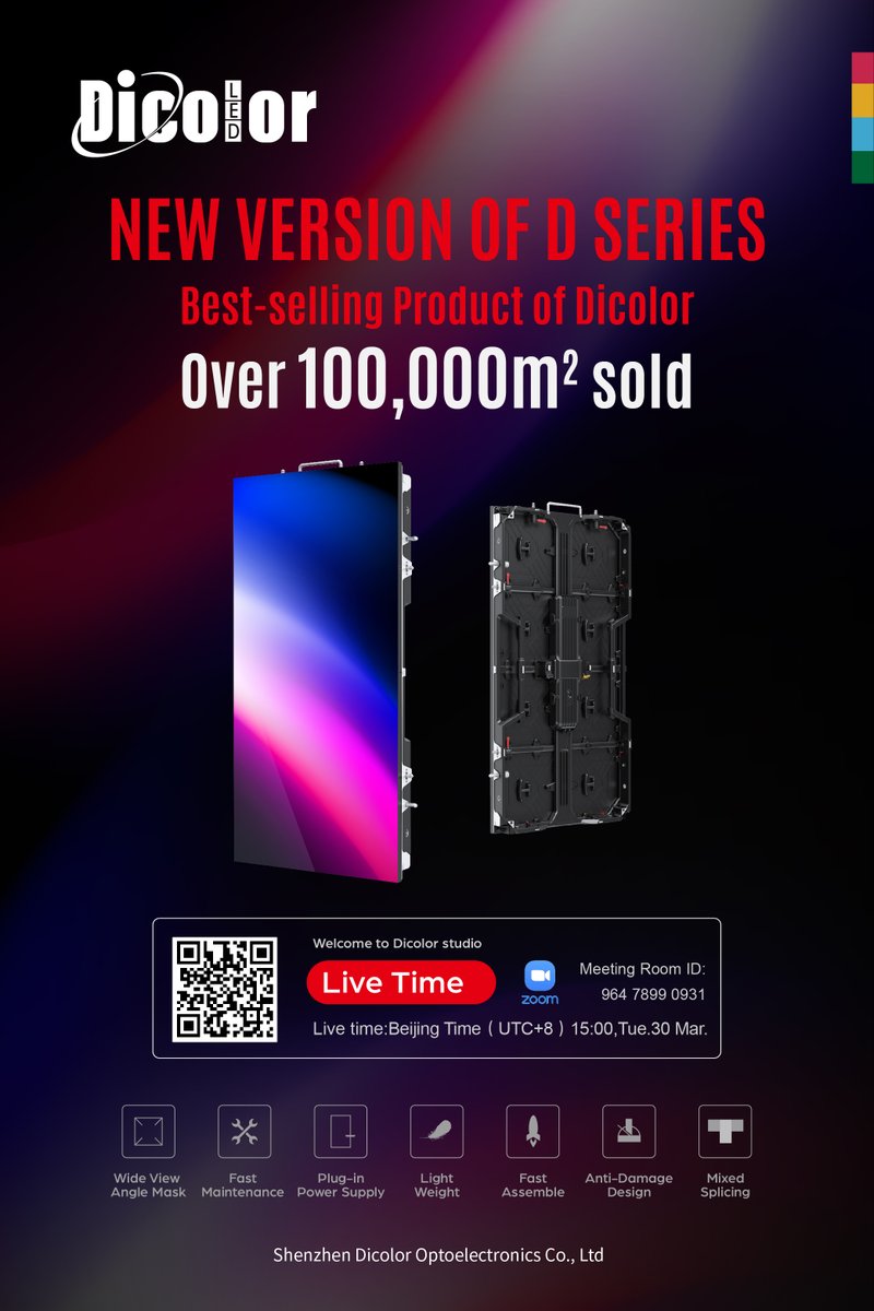 DicolorLED's tweet photo. Dicolor studio, continue with wonderful...best-selling product of D series, which is an Upgraded version and special design, will bring you more suprise

Live time: Beijing Time(UTC+8）15:00,30 Mar. (Next Tuesday)
ZOOM meeting room: 964 7899 0931 
or click https://t.co/tm08IvHmmA https://t.co/jaVedDKiFa