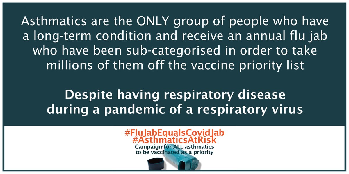 aaf_info's tweet photo. Wouldn't you think that during a pandemic of a respiratory virus that people with a respiratory disease would be prioritised for the vaccine?
#AsthmaticsAtRisk https://t.co/PtNXzThSDX