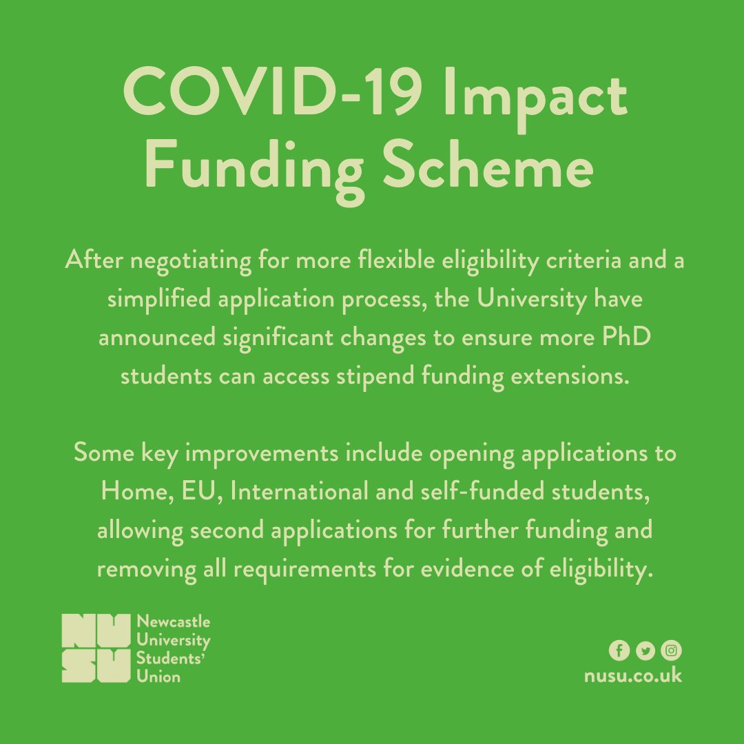 NUSUpostgrad's tweet photo. The improved COVID-19 Impact Funding Scheme is open for applications from PGRs who need stipend support - first round closes 6th April for decisions in May. I've worked hard to make this as accessible and flexible as possible, so apply now if you need financial support! https://t.co/Jzc78QWl5b