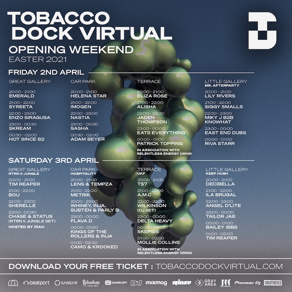 zapbangmagazine's tweet image. Take a tour of @TobaccoDockV ahead of it&apos;s opening weekend with @jamaledwards, plus set times for the Easter shows and a @Take_Note_LDN pre-show exploring club culture, the positive change from the event pause and music performance going virtual.

News: bit.ly/3lQeUsn