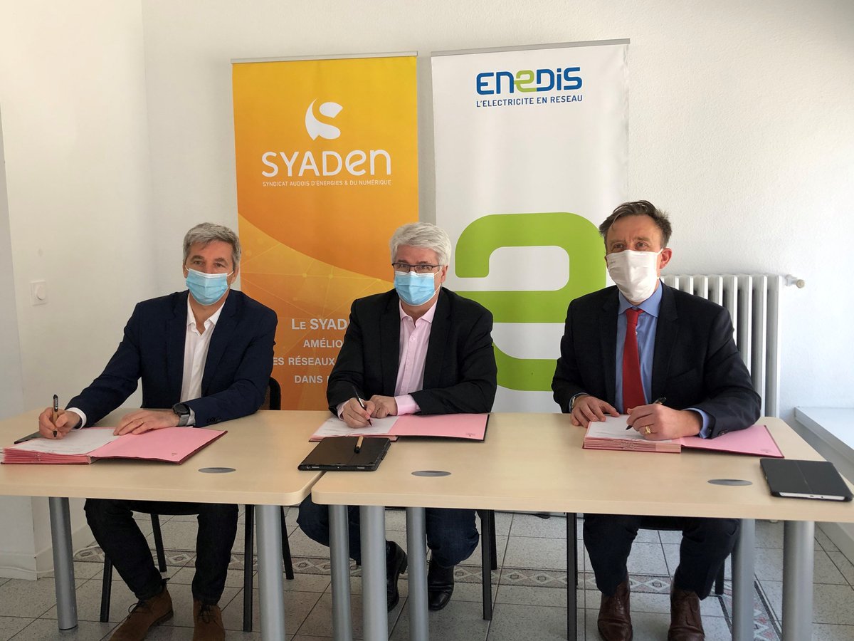 Le SYADEN a renouvelé pour une durée de 30 ans le contrat de Concession qui confie l’exploitation du réseau de distribution publique d’électricité de l’Aude à ENEDIS et la vente aux tarifs règlementés à EDF❗⚡ 

#SYADEN #ENEDIS #EDF #électricité #territoire #aude