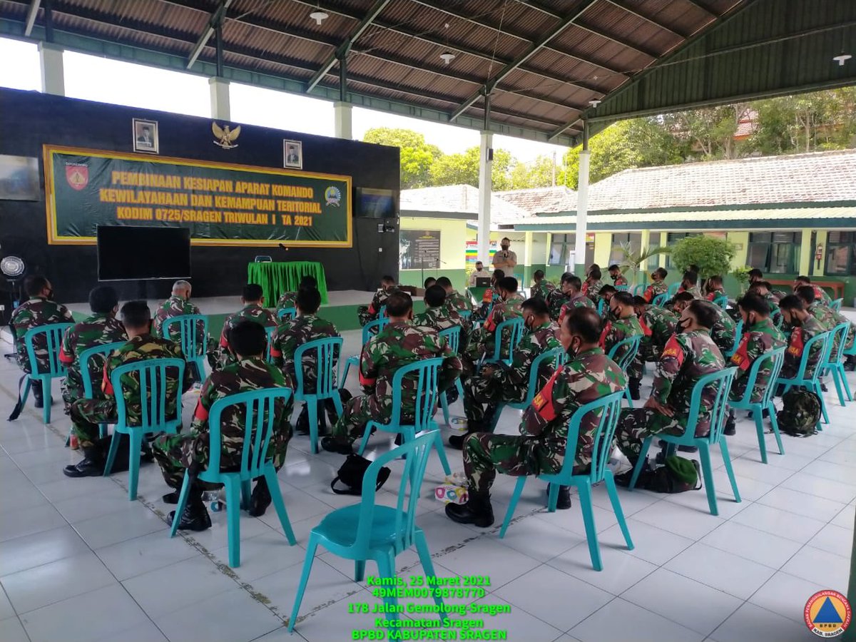 BPBD KAB. SRAGEN (@bpbd_sragen) on Twitter photo Pemberian Materi Umum Tentang Kebencanaan di Kodim 0725 Sragen Oleh Bapak Danang Hermawan, SH (Kasi Pencegahan dan Kesiapsiagaan) <a href="/Kodim_Sragen/">KODIM 0725/SRAGEN</a> <a href="/KoremSolo/">korem solo</a> <a href="/BPBDProvJateng/">BPBD JATENG</a> <a href="/BNPB_Indonesia/">BNPB Indonesia</a> Pemberian Materi Umum Tentang Kebencanaan di Kodim 0725 Sragen Oleh Bapak Danang Hermawan, SH (Kasi Pencegahan dan Kesiapsiagaan) <a href="/Kodim_Sragen/">KODIM 0725/SRAGEN</a> <a href="/KoremSolo/">korem solo</a> <a href="/BPBDProvJateng/">BPBD JATENG</a> <a href="/BNPB_Indonesia/">BNPB Indonesia</a>