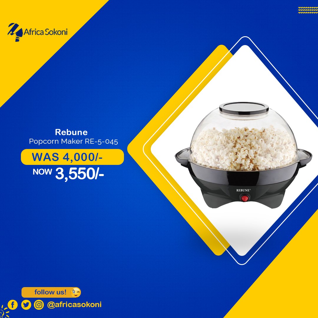 africasokoni's tweet image. Now that the kids are home, make them some popcorn!

Get delicious, fat free, healthy, fluffy popcorn in minutes using this Rebune Popcorn Maker. 🍿

Order now ~  bit.ly/3sOu6Z0

#Twendesokoni #MarchMadness #PopcornMaker #Rebunepopcornmaker