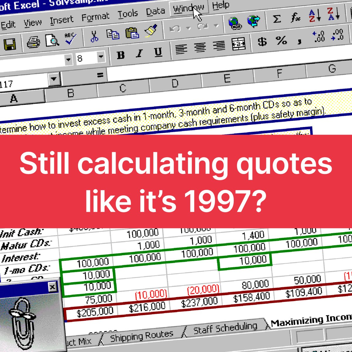 Calculating quotes manually in Excel? With Smidyo, you can set up a Quoting Portal where your customers can calculate quotes, and place orders directly. Get started today at smidyo.com
