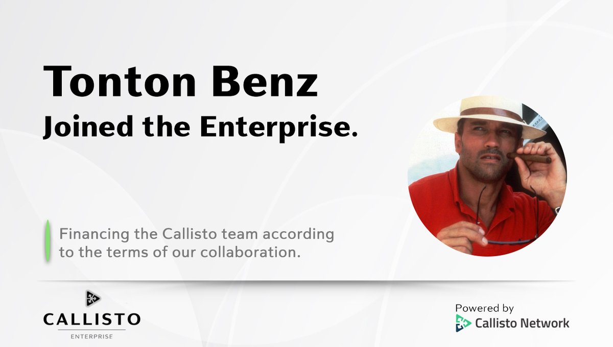 In line with our agreement to fund the Callisto Network team, we are excited to announce the recruitment of Tonton Benz ( <a href="/tonton_benz/">Laurent Riche | Tonton Benz</a> ) as Head of Community.

We look forward to announcing more hires in the following days.

Spreading #Blockchain and #CallistoAdoption $CLO