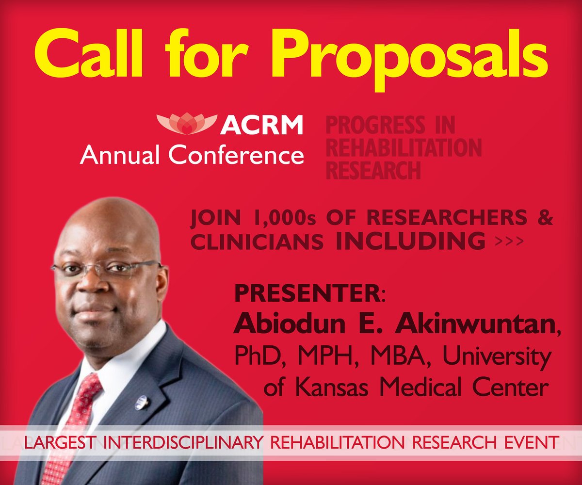 ACRMCareerDev's tweet photo. The call is on - research papers & posters for #ACRM2021 Final deadline 8 April
All posters will be electronic this year.
Details at
https://t.co/MTNuqFtD5w
#researchposter #rehabilitation #abstracts #conferenceabstracts #physiatry #TBI #SCI #Stroke #Cancer #gait #PT #OT https://t.co/nkHQsW9u5L