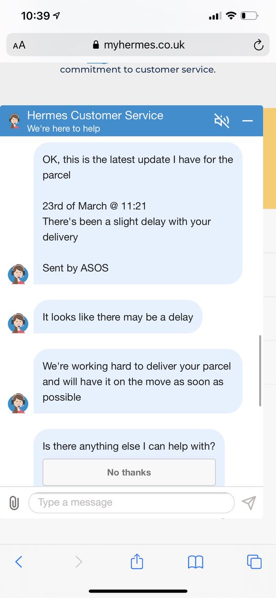 ellchaplin93's tweet photo. @Hermesparcels your bot isn’t helpful. I can read &amp; therefore already knew this from the tracking. What I want to know is when you’re going to deliver it! It’s obviously been lost/stolen by someone at Hermes so can you just admit it so I can get a refund from @ASOS_HeretoHelp https://t.co/tN21FDAGg1