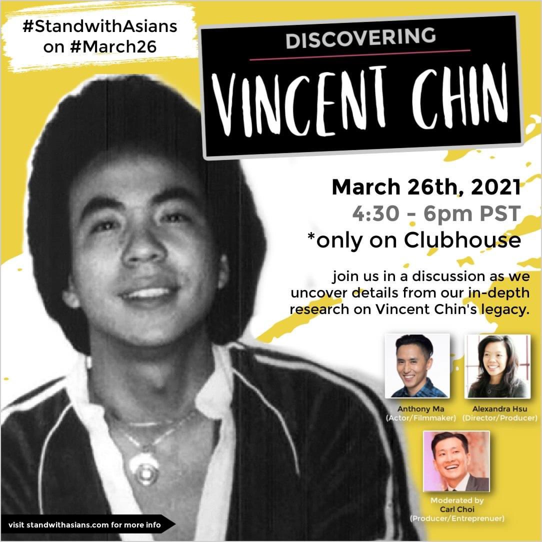 allehsu's tweet photo. This Friday, I’ll be on my second #Clubhouse panel (in a week) with my #vincentchin team #standwithasians on #march26th #anthonyma @CarlChoi @AshleyHermosura @AngryResistance @joshvangundy @joinClubhouse https://t.co/bPA5S5p4Zo