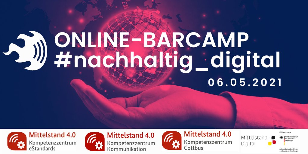 Zukunftskultur's tweet photo. Am 6. Mai laden wir Euch gemeinsam mit @ZukunftDigital und @ZentrumCB zu unserem ersten Online-Barcamp zum Thema Nachhaltigkeit &amp; Digitalisierung ein!

📅 Die Anmeldung ist ab sofort möglich: https://t.co/gLbLdTHNGs

#komm_digital #Veranstaltung #nachhaltig_digital https://t.co/0EnjpMz6pF