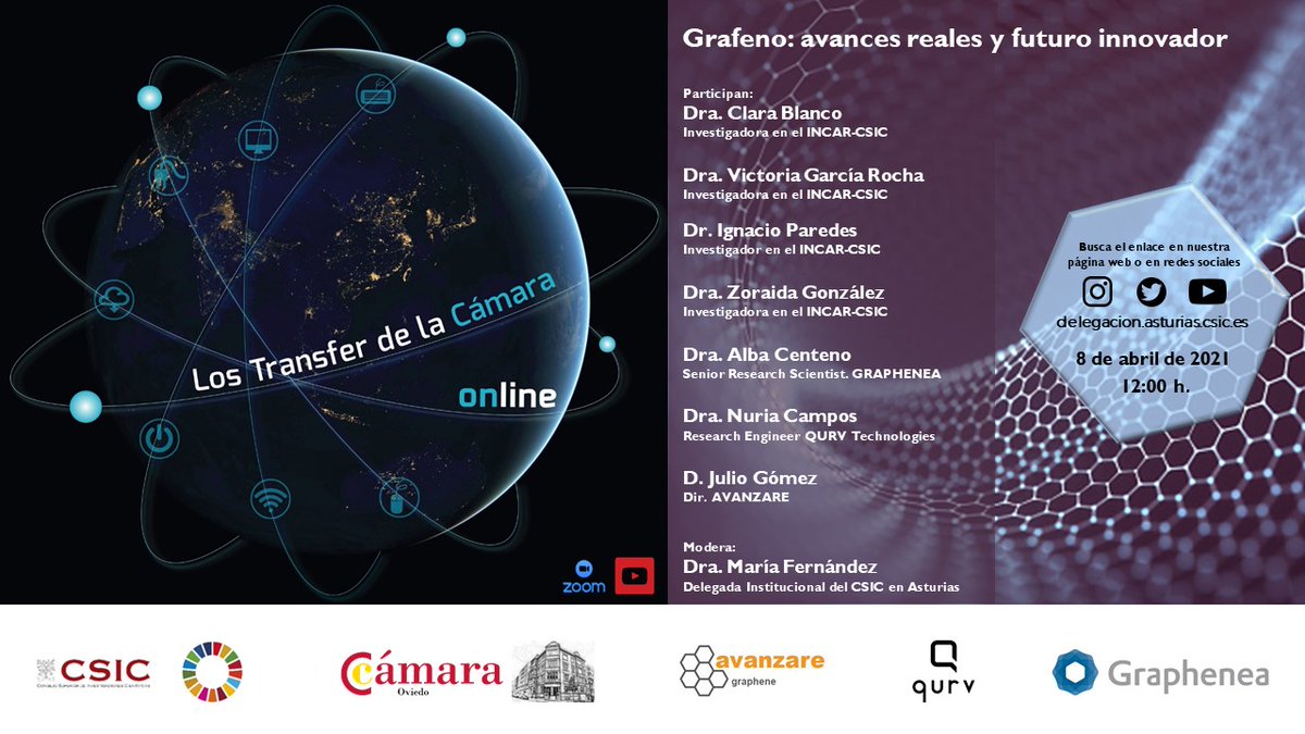CSICasturias's tweet photo. 8 de abril-12.00h. #transferdelacamaraonline 
#GRAFENO avances reales y futuro innovador
Síguelo online a través de #YouTube o #zoom 

💻Enlaces: https://t.co/lpZ88YLYzo

@CamaraOviedo @Avanzare_gr @QurvTech @graphenea @DelGob_Asturias @CSIC @incarCSIC @CSICdivulga https://t.co/lZQnT9uWBK