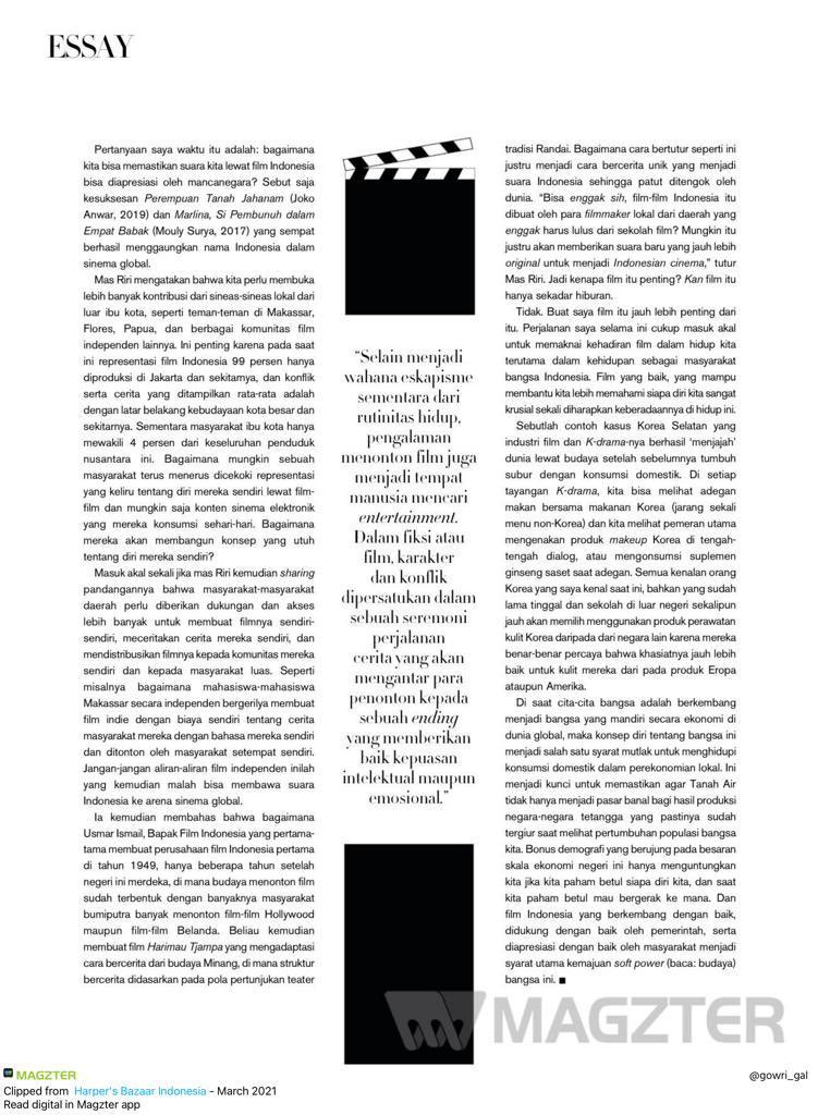 Gowri Gal On Twitter Apa Arti Sinema Indonesia Therealdisastr Part 8 Indonctrack Bulanfilmnasional Source Bazaarindonesia Edisi Maret 2021 Https T Co 0uujdvyhkh Https T Co Vgcjo6m1um