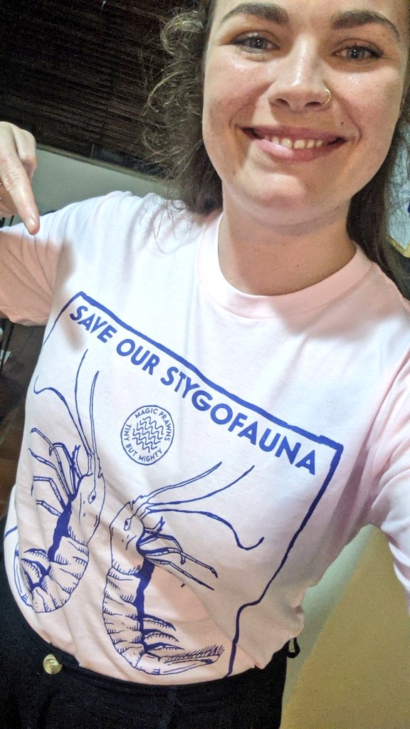 Scored this excellent shirt from @EnviroCentreNT at a talk by @waterpenny10 about the newly discovered food web in beetaloo basin groundwater reserves, with #stygofauna as the apex predators.

Far ranging implications for water management in the NT #protectourwater #tinybutmighty