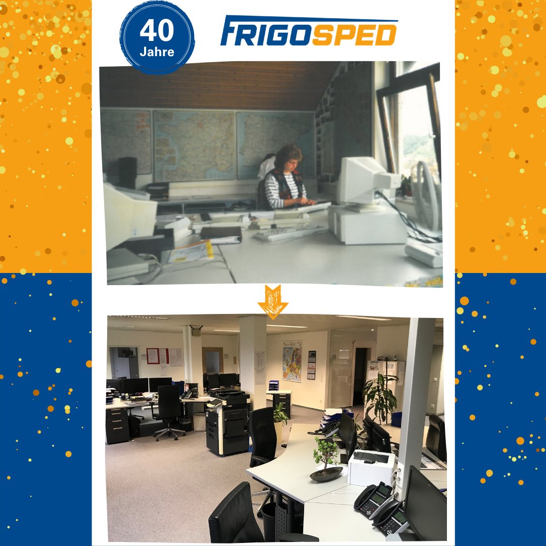 Frigosped's tweet photo. Weiter geht es mit unserer #Jubiläumsserie: Hier erhalten Sie einen exemplarischen Eindruck von unseren damaligen und heutigen Büroständen. Es hat sich viel getan. Weitere #Rückblicke folgen. #Frigosped https://t.co/jyIqaiEl1F