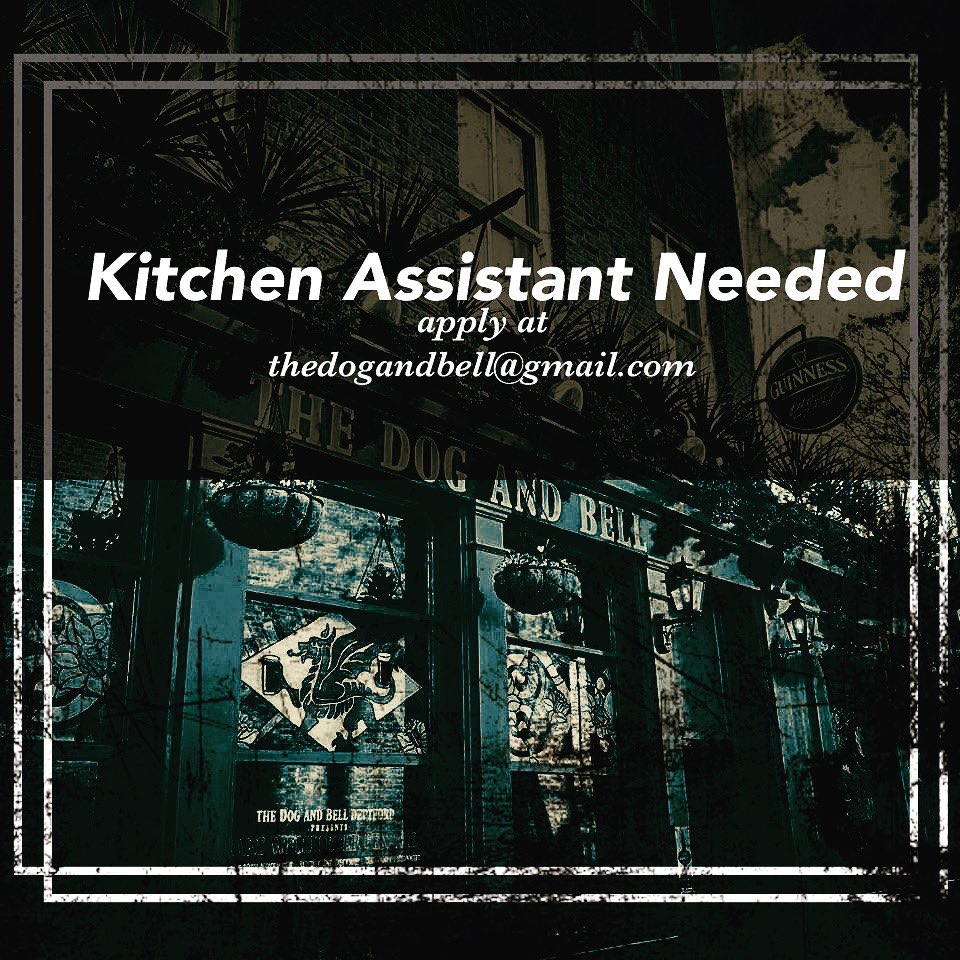 thedogandbell's tweet image. We are looking for a kitchen assistant. If you want to join the team , send us your CV @  thedogandbell@gmail.com   #kitchenjob #localpub #deptford #jointheteam