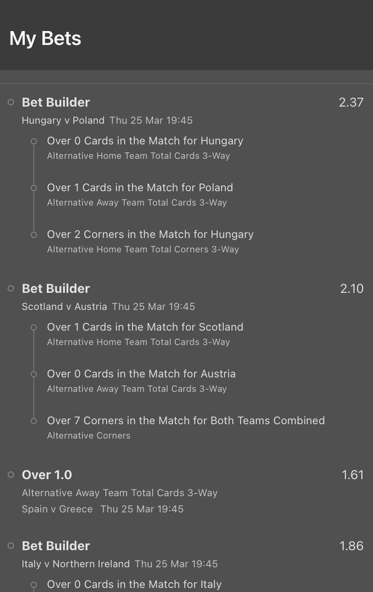 cornerm17471203's tweet photo. Tonight’s international play pays 15.0
#betbuilder #fourfold #singles #stats @FootyStats_org ⚽️🥅🟨⛳️🟥 🌎 https://t.co/iWcXxSytT2